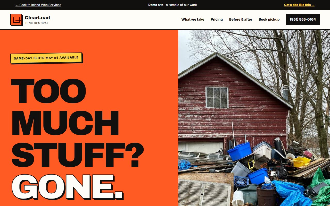ClearLoad Junk Removal home services concept website homepage
